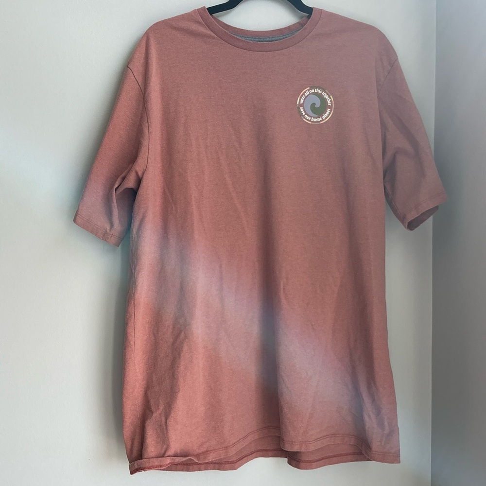 Patagonia Responsibili-Tee Graphic T-Shirt Back Logo Salmon Pink Size L